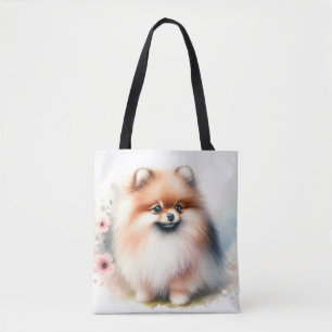 Tote Bag Image d'aquarelle mignonne Pomeranian