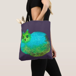 Tote Bag Image d'art de chat bleu gras mou