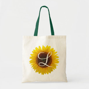 Tote Bag Image de monogramme de tournesol sur un côté