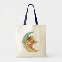 Image vintage - Angel assis sur une lune de croiss