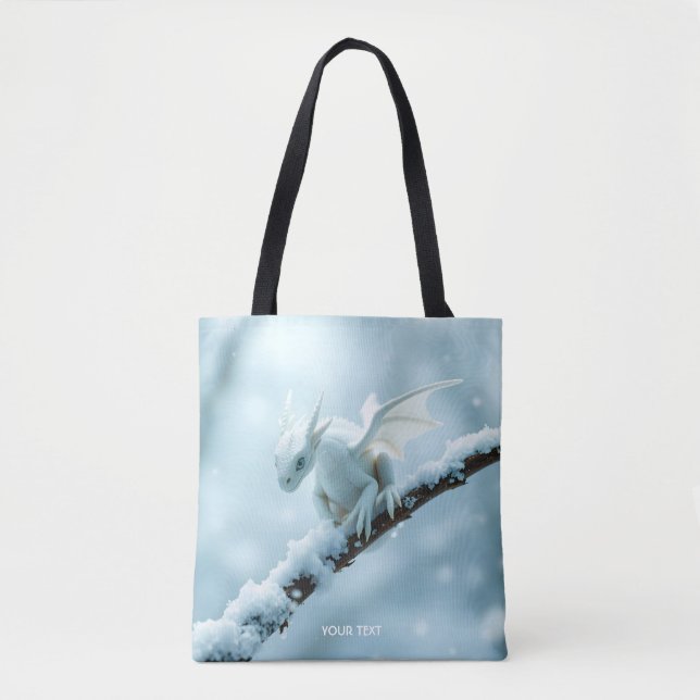 Tote Bag Imaginaire Bébé blanc mignon Dragon (Devant)