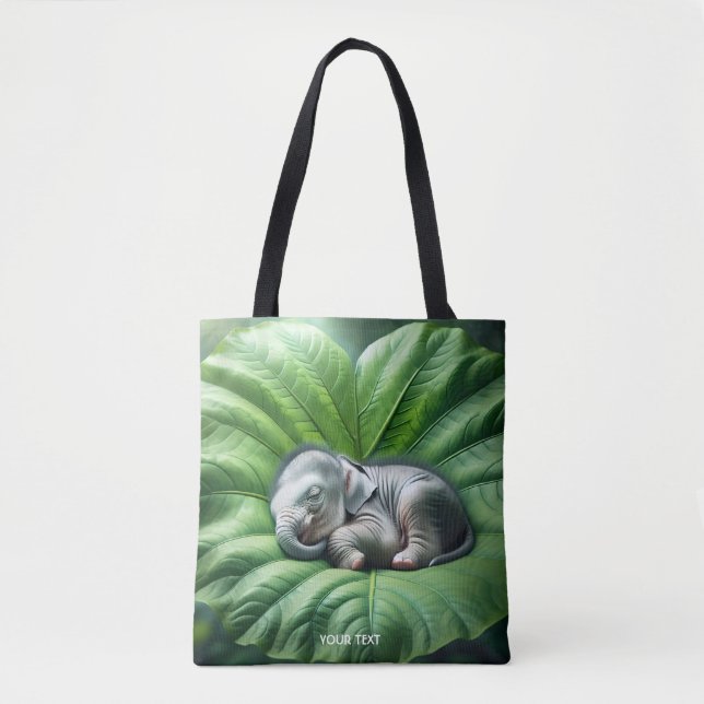 Tote Bag Imaginaire Bébé mignon Eléphant Feuille (Devant)