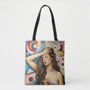 Tote Bag Imaginaire Cute Girl Cubist Style