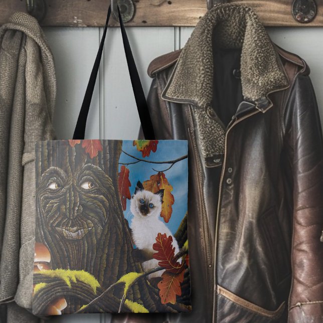 Tote Bag Imaginaire d'automne du chat de fin d'arbre (Créateur téléchargé)