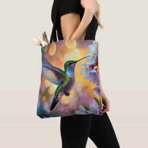 Tote Bag Imaginaire de cerisier en fleurs Hummingbird