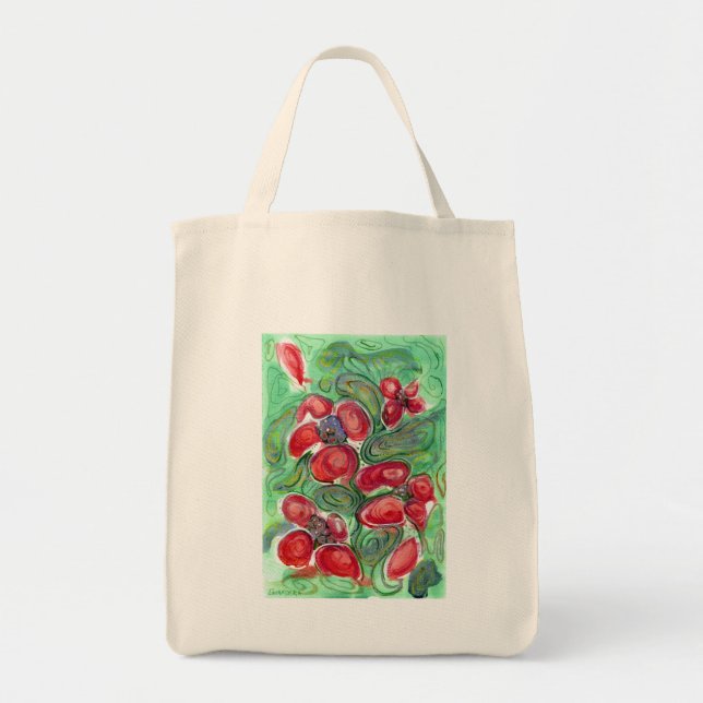 Tote Bag Imaginaire Fleurs rouges (Devant)