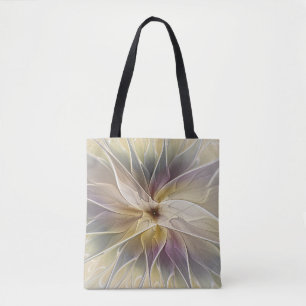Tote Bag Imaginaire Floral Gold Eggplant Art Fractal Abstra