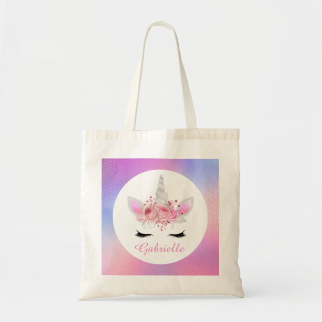 Tote Bag Imaginaire mignon licorne ajouter nom fourre-tout (Devant)
