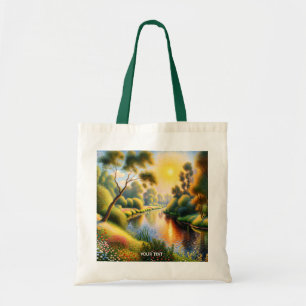 Tote Bag Imaginaire mignon Pointillisme Rivière du paysage