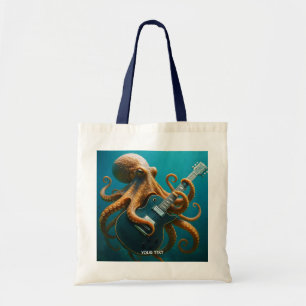 Tote Bag Imaginaire Pieuvre mignonne Jouer de la guitare