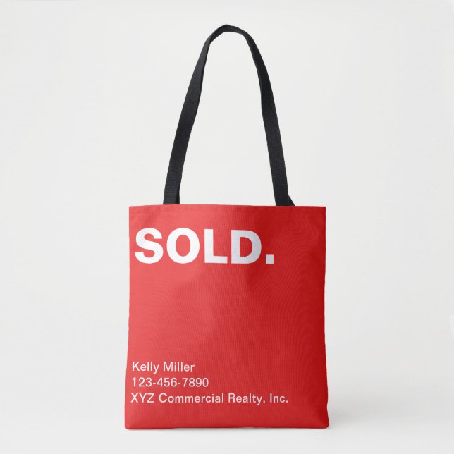 Tote Bag Immobilier Moderne Marketing VENDU Personnalisé (Devant)