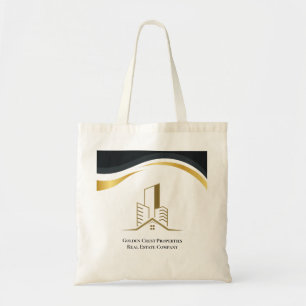 Tote Bag Immobilier Personnalisé Noir & Or Luxe
