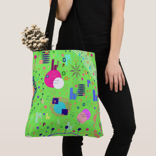 Tote Bag Impression abstraite vert citron