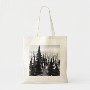 Tote Bag Impression d'art aquarelle de forêt de pins monoch