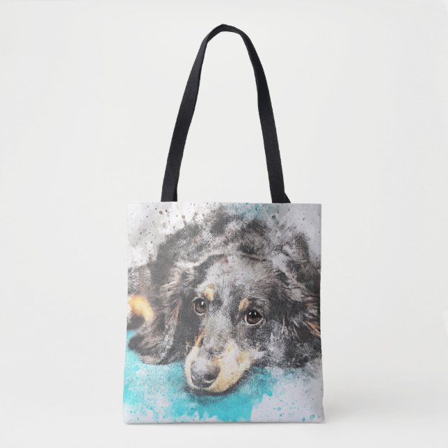 Tote Bag Impression de chien Abstrait (Devant)