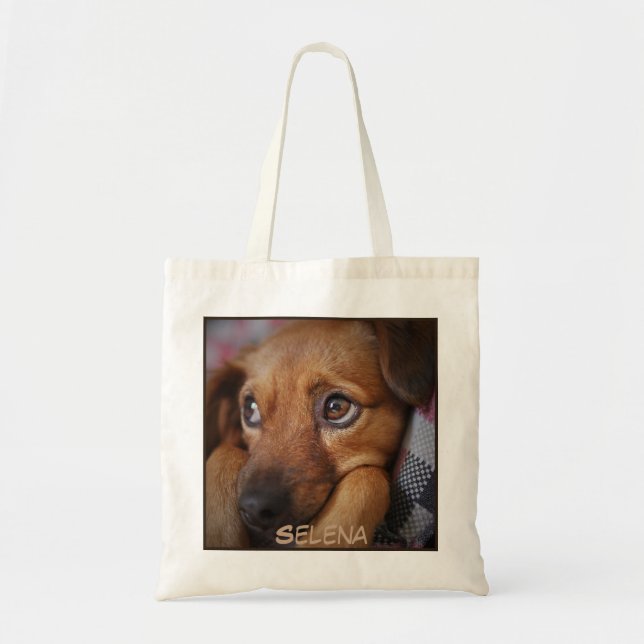 Tote Bag Impression de chien de gros plan adorable (Devant)