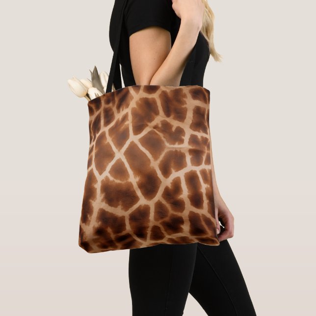 Tote Bag Impression de girafe Brown (De près)