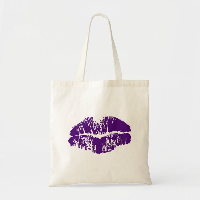 Tote Bag Impression Des Lèvres Violettes (Devant)