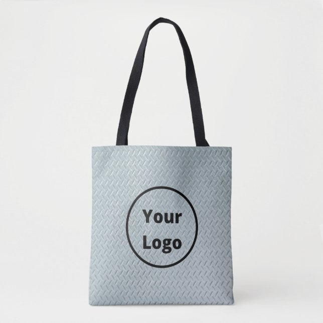Tote Bag Impression en métal gris logo personnalisé (Devant)