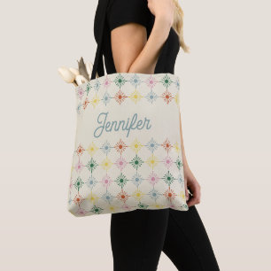 Tote Bag Impression florale géométrique en fleur rétro pers