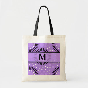 Tote Bag Impression florale pourpre décorée d'un monogramme