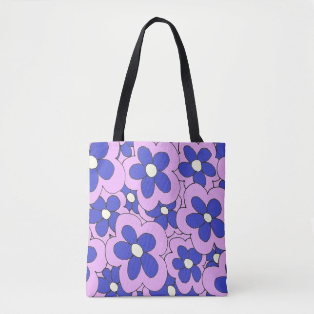 Tote Bag Impression rose bleue (Devant)