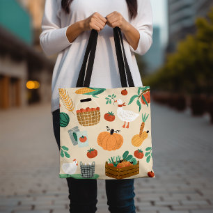 Tote Bag Impression végétale réutilisable du marché agricol