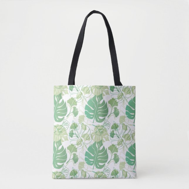 Tote Bag Impression verte tropicale sur Fourre-tout (Devant)