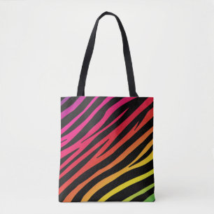 Tote Bag Impression zèbre arc-en-ciel multicolore