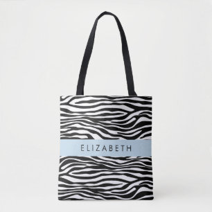 Tote Bag Impression Zèbre, Grilles, Noir Et Blanc, Votre No