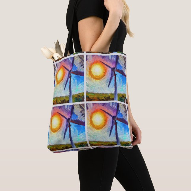 Tote Bag Impressionnisme Énergie solaire et éolienne (De près)