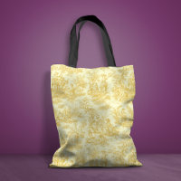 Imprimé chic vintage jaune toile de jouy
