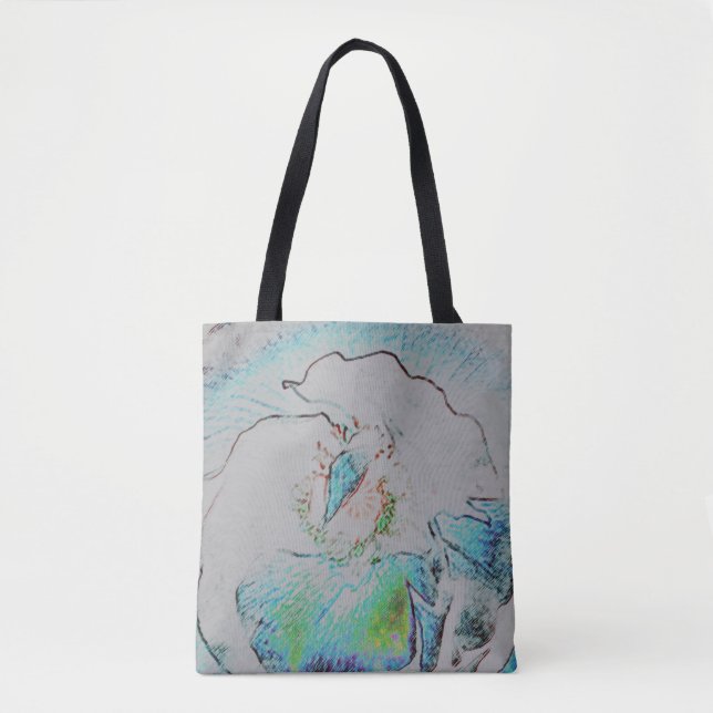 Tote Bag imprimé fleur Abstrait en vert bleu vert (Devant)