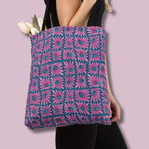 Tote Bag Imprimé floral rétro rose bloc Fleur Daisy