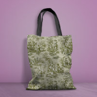 Imprimé vintage vert gris toile de jouy