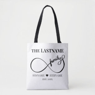 Tote Bag Infinity Personalized Family Name and Est. Date