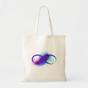 Tote Bag Infinity with purple feather
