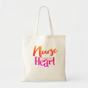 Tote Bag Infirmière amusante Orange et Coeur rose