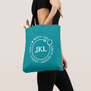 Tote Bag Infirmière de stéthoscope Turquoise moderne