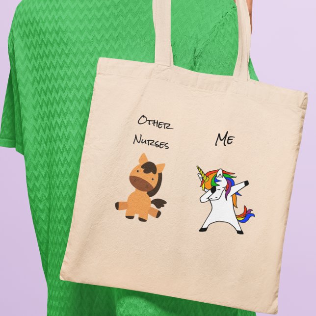 Tote Bag Infirmière drôle Dabbing Unicorn Horse (Créateur téléchargé)