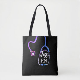 Tote Bag Infirmière inscrite RN Stethoscope Violet pourpre