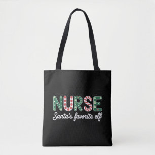 Tote Bag Infirmière Père Noël Favorite Elf Life Infirmière 