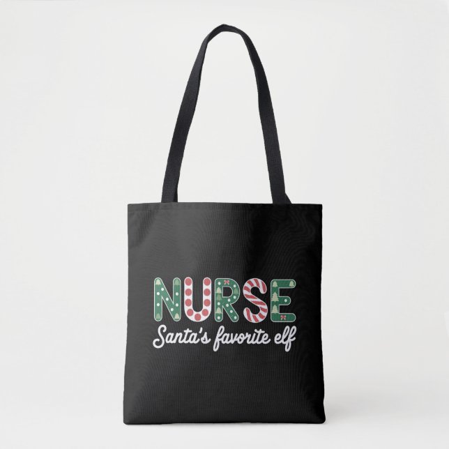 Tote Bag Infirmière Père Noël Favorite Elf Life Infirmière  (Devant)