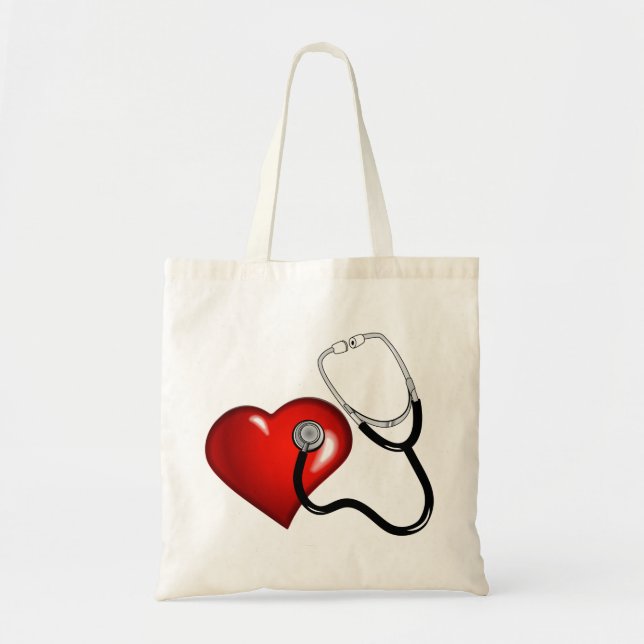 Tote Bag Infirmière personnalisée en stéthoscope cardiaque  (Devant)