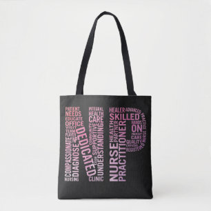 Tote Bag Infirmière Praticien NP Word Art