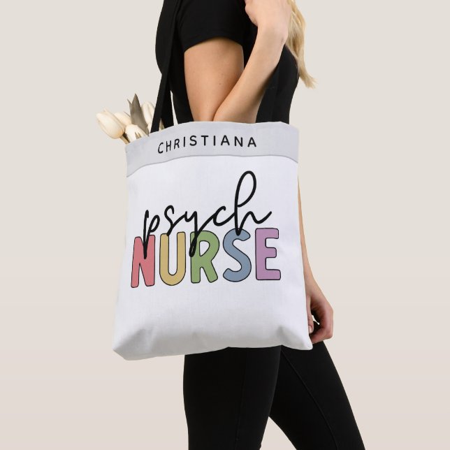 Tote Bag Infirmière psychique de nom personnalisé | Infirmi (De près)