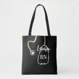 Tote Bag Infirmière RN Gold Stethoscope Monogramme Minimali