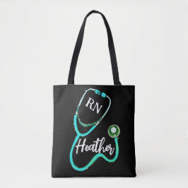 Tote Bag Infirmière RN Green Stethoscope Turquoise Black Mi