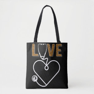 Tote Bag Infirmière Stethoscope Empreinte de léopard Infi