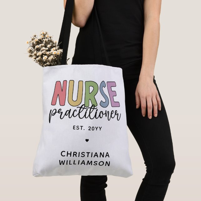 Tote Bag Infirmière sur mesure Praticien NP Infirmière dipl (De près)